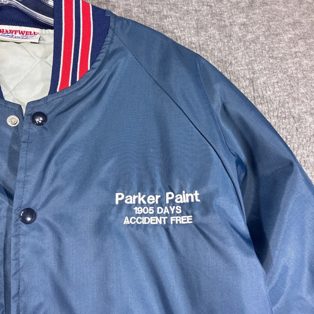 Vintage‎ Parker Paint Jacket Hartwell Sports Bomber Men Large Blue 80s USA Made